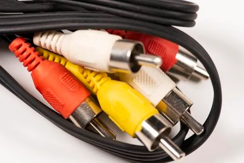 Close up of AV cables. Analog PC TV Video Adapter Foto stock