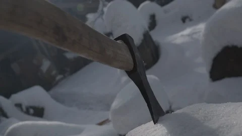 Close up of axe in winter 動画素材 92301321