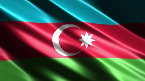 Close up of the Azerbaijan flag blowing in the wind Vídeo Stock 348686174