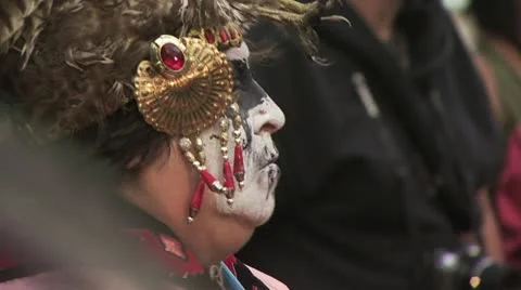 Close up of Aztec drummers face 動画素材 19119055