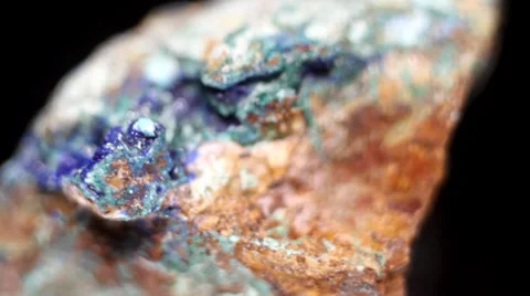 Close-up of Azurite: A Deep Blue Copper Mineral on a Rotating Pedestal Stock Footage 35932440