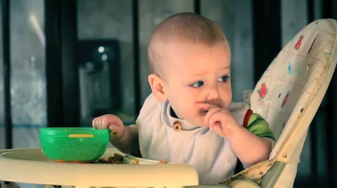 Close up of Baby eating Stock Footage 46517254