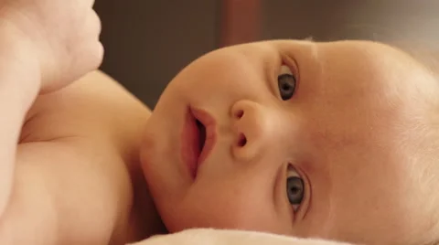 Close up of baby face. Stock Footage