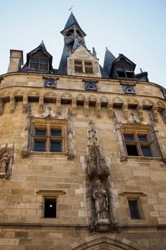 Close-up on the back facade the big bell in Bordeaux Stock Photos