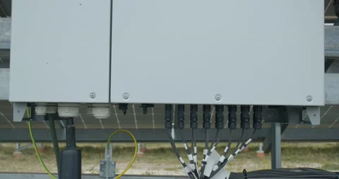 Close up of a back panel of a solar panel, transformer, 4k Stock Footage 135301613