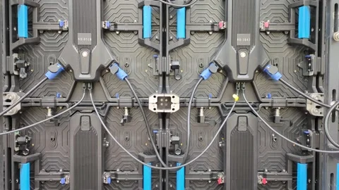 Close-up back view of giant LED screen installation panel Stock Footage 271629307