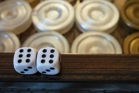 Close up backgammon game and dice Stock Photos