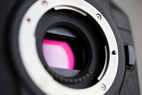 Close up background of digital camera sensor. Professional photography Stock Photos