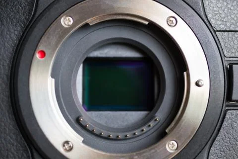 Close up background of digital camera sensor. Professional photography Stock Photos