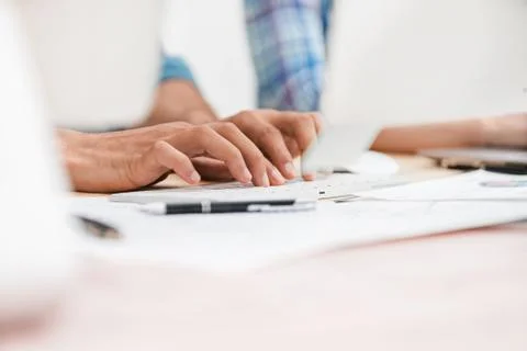 Close up. background image of employees typing on the computer keyboard Foto stock