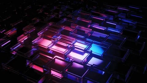 Close-up background of minimalist elegant rounded glass tiles reflecting vibrant Stock Illustration