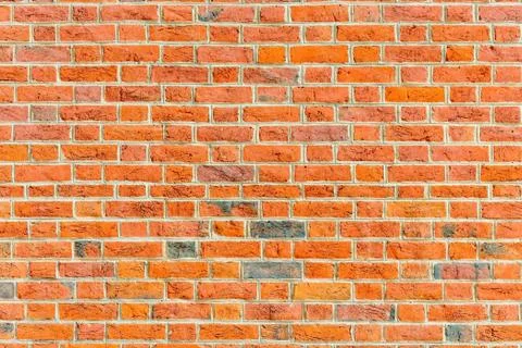 Close up background red brick wall construction Stock Photos