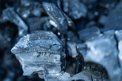 Close up background texture of black charcoal pieces Stock Photos