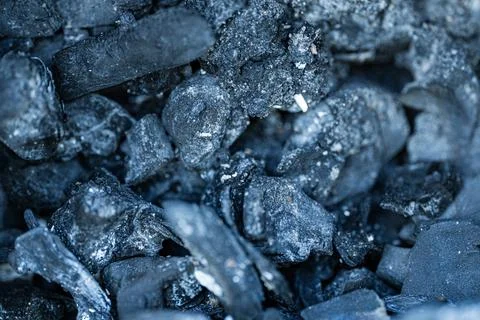 Close up background texture of black charcoal pieces Stock Photos