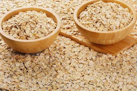 Close up of a background of Whole Grain Rolled Oats Stock Photos
