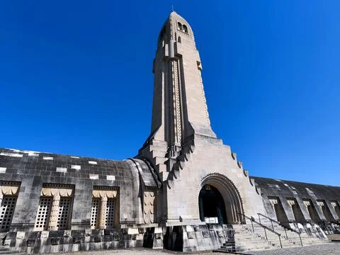 Close up of the backside of the Douaumont Ossuary located in Fleury-Devant Stock Photos