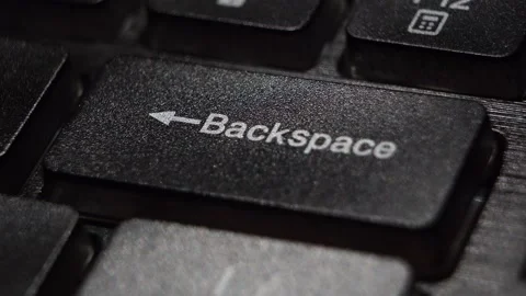 Close-up Backspace button macro shooting the led light blue and red buttons Stock Footage 130205355