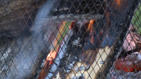 Close Up of Backyard Firepit Stock Footage 107744700