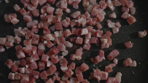 A close up of bacon on a pan Stock Footage 306042818