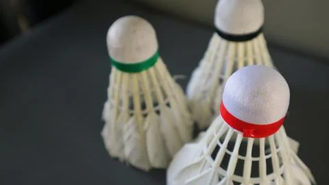 Close-up of badminton shuttlecocks with selective focus Stock Photos