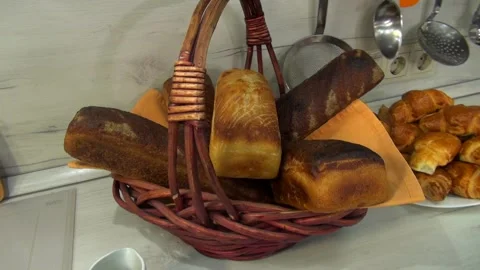 Close-up of baked bread Stock Footage 308881029