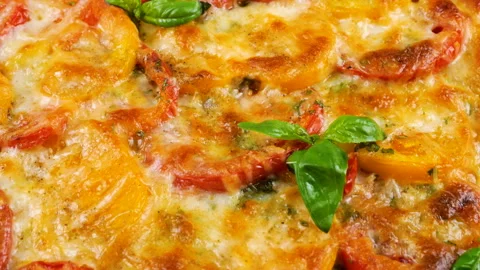 Close-up of a baked galette made from cottage cheese dough.  Stock Footage 341533432
