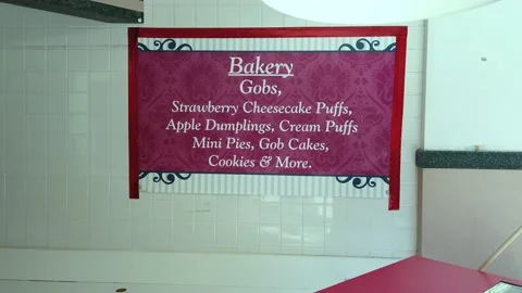 Close Up of a Bakery Sign Stock Footage 157327091