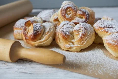 Close-up of baking on baking paper, shallow depth of field Stock Photos