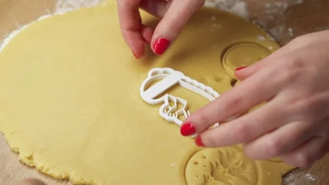 Close-up of Baking Cookie Dough with Creative Cutter Stock Footage 324693725