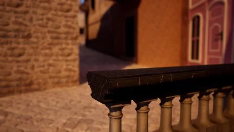 Close Up of Balcony Railing With Brick Building Background Ilustración de archivo