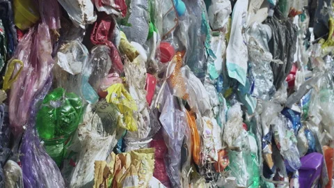 Close-up of a bale of  PLASTIC WASTE Stock Footage 263611880