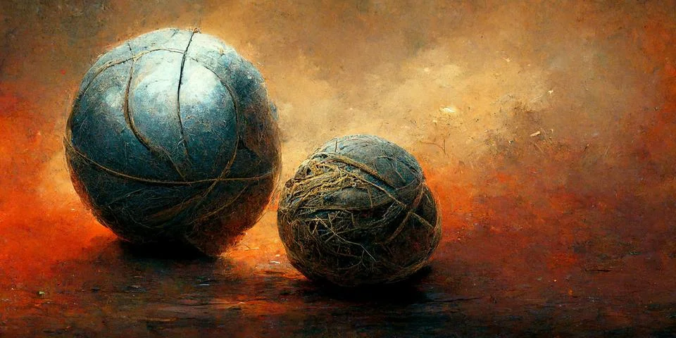 Close up Ball of the colour threads with blurred background retro illustration. Stock Illustration