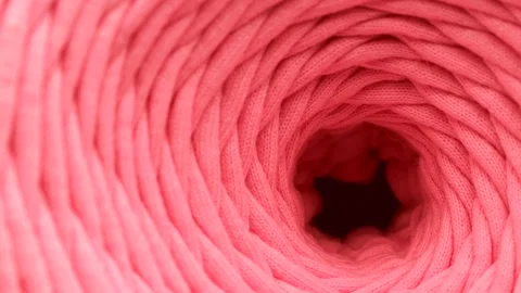 Close up of a ball of cotton knitting thread, rotation in circle. Stock Footage 234119661