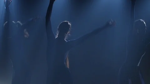 Close-up of ballerinas dancing elements of ballet. Slow motion Stock Footage 111204621