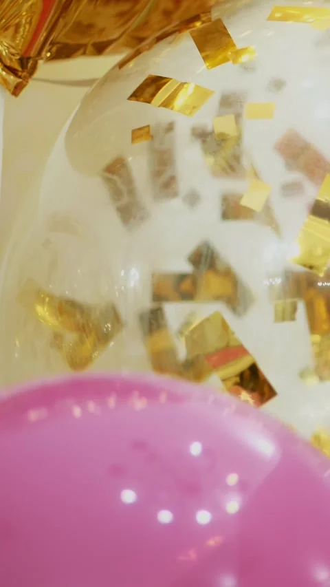 Close-up, balloon with gold spangles. Stock-Footage 318240778