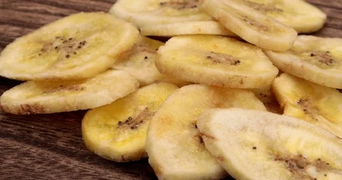 Close up banana chips Stock Footage 97144691
