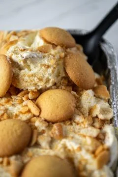 CLOSE-UP OF BANANA PUDDING Stock Photos