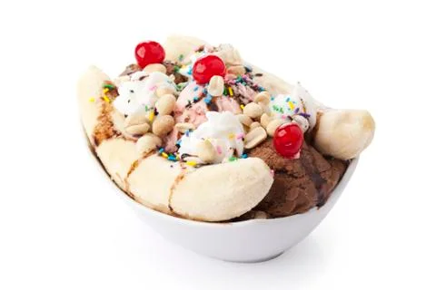 Up close banana split Stock Photos