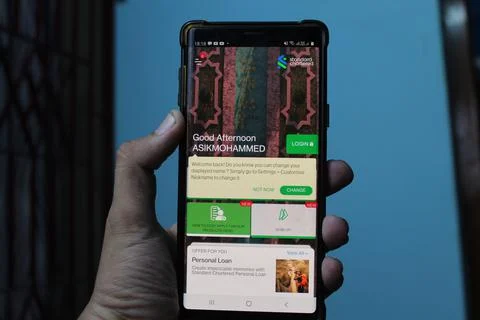 Close up of a Banking Application Screen is showing on a Android Smartphone Stock Photos
