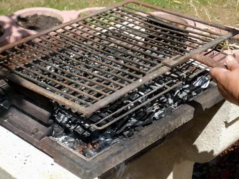Close-up of a barbecue grill Stock Photos