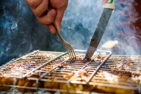 Close-up barbeque grill Stock Photos
