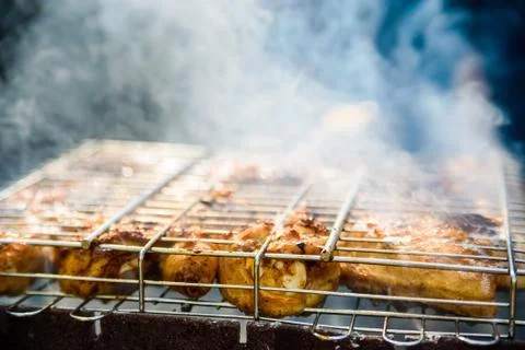 Close-up barbeque grill Stock Photos