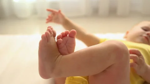 Close Up Of Bare Baby Legs, Feet, Foot, Stock Video Pond5
