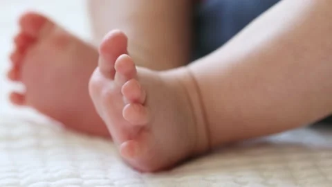 close-up bare feet and toes of infant Stock Video Pond5