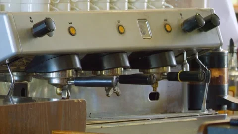 Close-up of a barista brewing coffee in a machine in 4k slow motion 60fps Stock-Footage 284219810