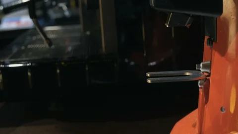 Close up of barista hand inserts a holder into a coffee grinder Stock Footage 127586245