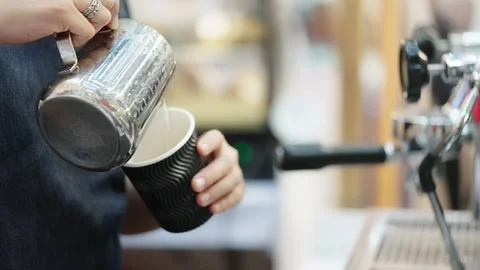 Close up of barista hands making Stock-Footage 164816902