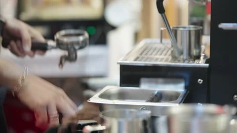 Close up of barista hands making Stock-Footage 164816934