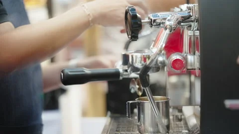 Close up of barista hands making Video stock 164817012