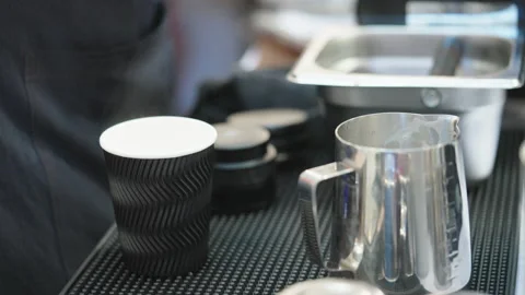 Close up of barista hands making Video stock 164817043